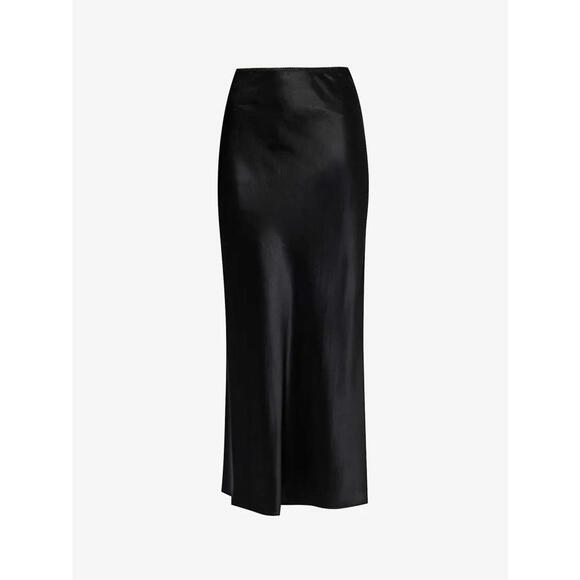 NEW Reformation Black Layla Silk Skirt Black Size 12 #MD06